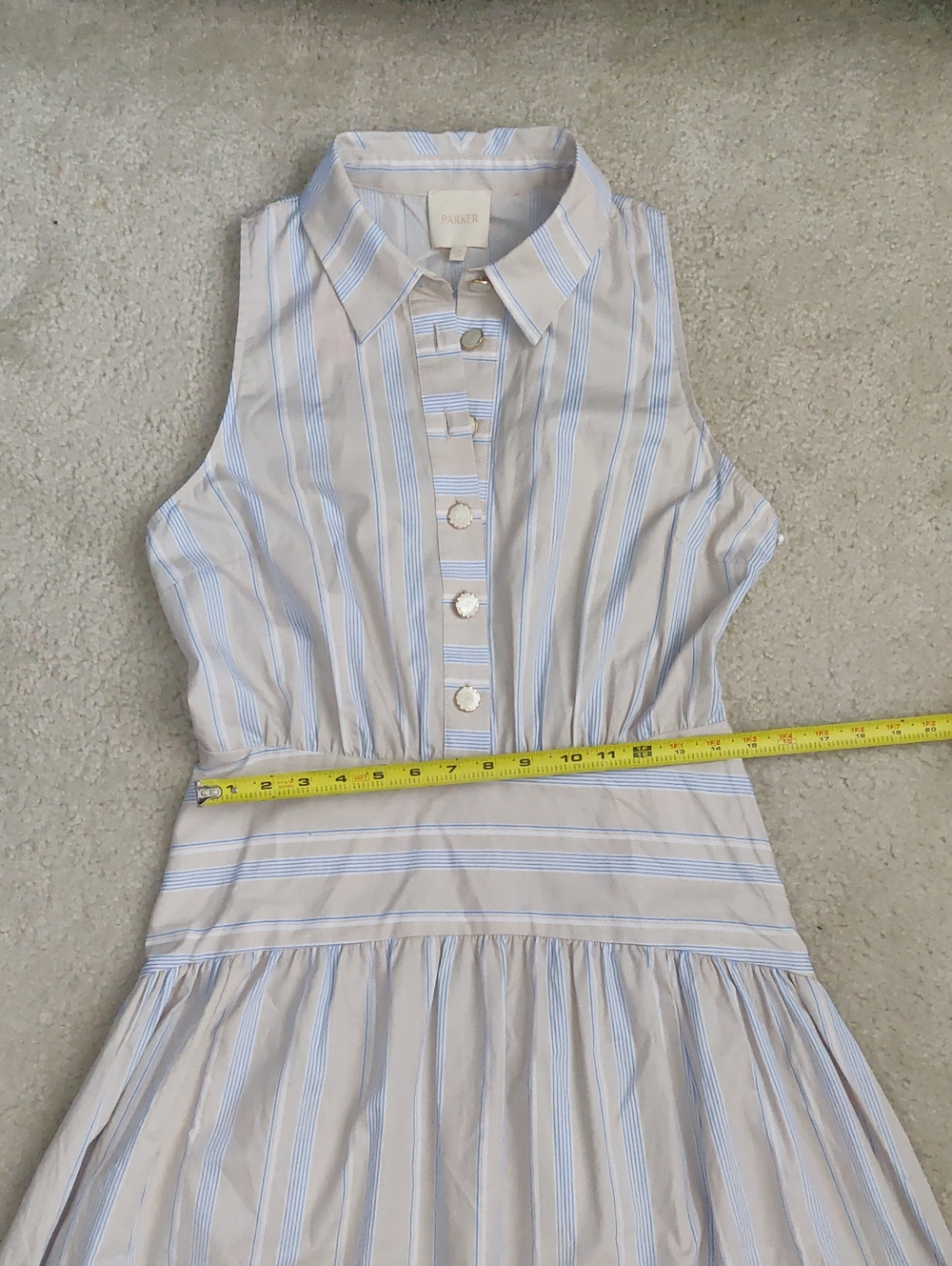 New! Parker Sleeveless Collared Stripe Maxi Dress Y2K Cottagecore Shabby Chic - Picture 9 of 14